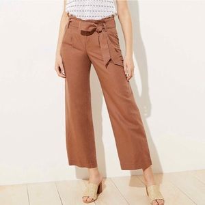 LOFT Linen Blend Tan Wide Leg Pants